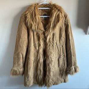 SOLD Tan Fur Trim Leather Jacket 🤎